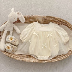 Vestito Primaverile e Autunnale per Bambina in Cotone a Maniche Lunghe con Fiocco e <span class=keywords><strong>Tulle</strong></span>, Tutina per Neonata - Product Image 5