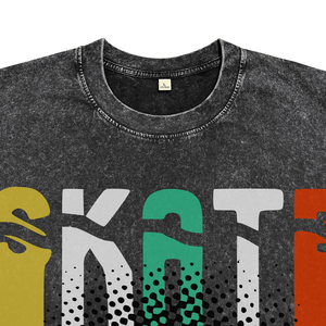 Camisetas Personalizadas de Algodón con Lavado Ácido Negro Vintage para Hombre, Camisetas de Alta Calidad con Estampado de Letras de Skateboarding, Estilo Casual Urbano, Corte Regular - Product Image 3