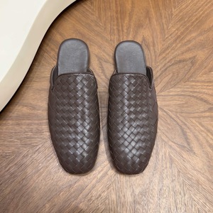 Mules in <span class=keywords><strong>Pelle</strong></span> Intrecciata a Mano di Alta Qualità per <span class=keywords><strong>Uomo</strong></span>, Stile Designer, Ciabatte Senza Tallone, Mocassini Casual Invernali Antiscivolo - Product Image 3