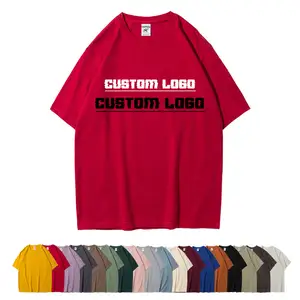 Low MOQ Heavy Weight Cotton Men Oversized Streetwear Custom DTG DTF Silk Screen Printed 280GSM T Shirt Clothes