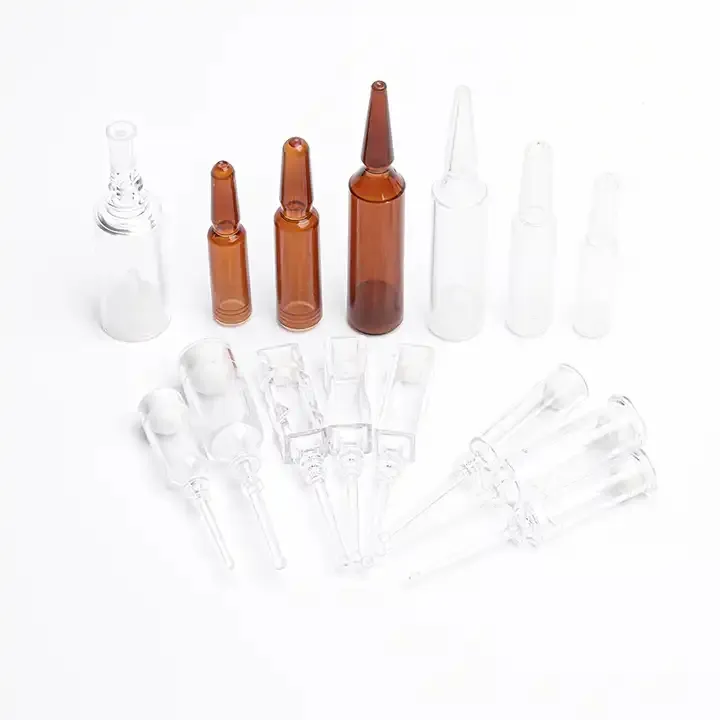 1/2/3/5/10/20ml bouteille d'ampoule de seringue de sérum marron rouge bouteille d'ampoule de parfum d'essence cosmétique bouteille d'ampoule médicale vide en plastique