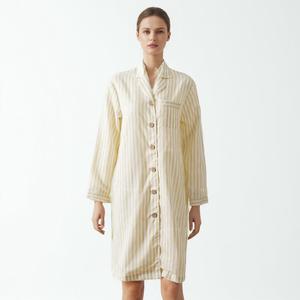 Camicia <span class=keywords><strong>da</strong></span> <span class=keywords><strong>Notte</strong></span> Elegante <span class=keywords><strong>da</strong></span> <span class=keywords><strong>Donna</strong></span> con Scollo a V, in Maglia di Lino Sintetico Tinto in Filo, Traspirante, a Maniche Lunghe e Bottoni, Vita Media, per Autunno Inverno - Product Image 1