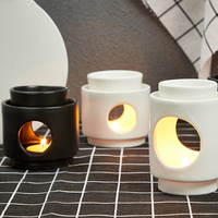 Brûleur de cire chauffe-bougie en céramique, diffuseur d'huiles parfumées, lampe à bougie chauffante, support amovible, finition mate