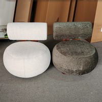Fauteuil de salon en bois massif de style nordique moderne, créatif, crème, velours Teddy