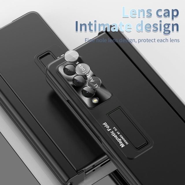 Hot Selling For Samsung Galaxy Z Fold4 Electroplating Corrugated Hinge Folding Phone Case with Pen Slot