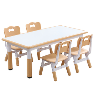 Prix de gros : Ensemble table et chaises pour enfants, idéal pour l'apprentissage de la peinture artistique, avec 4 chaises en plastique, adapté pour l'intérieur et l'extérieur - Product Image 3