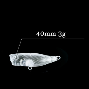 R-8256 trên bên phải 40mm 3G Popper thu hút Topwater không có bức tranh Thu hút câu cá khoảng trống ABS trong suốt mồi nhựa cứng mồi - Product Image 2