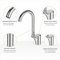 Robinet de lavabo en laiton personnalisé OEM avec bec courbé, mitigeur monocommande pour propriétaires de marques et achats de projets