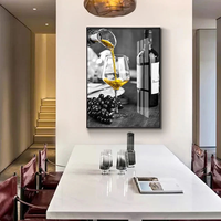 Peinture décorative moderne en porcelaine de cristal pour salle à manger, art luxueux, peinture murale avec verre à vin