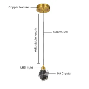 1 개의 전구 led 수정같은 유리제 식탁 빛 고전적인 거는 빛 호화스러운 k9 cristal 펀던트 led
