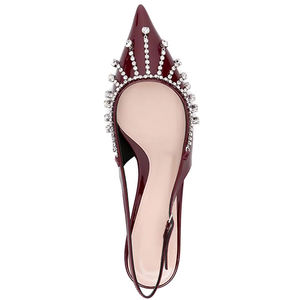डिजाइनर ब्रांडों की महिलाओं के काले हीरे की सजावट के पीछे पैर की अंगुली की फैशन पतली उच्च स्टिलेटो एड़ी हेल्ड पंप सैंडल हैं। - Product Image 3