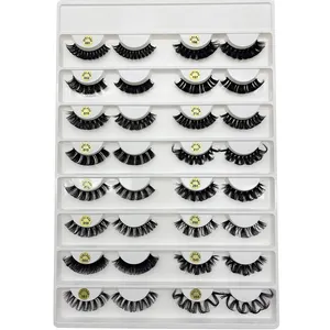 Natural Long Faux Mink Russian Lashes 3d Wholesale Deep Curl D Curl Wink Winged Strip Eyelash Curly D Curl Faslse Lash Strip