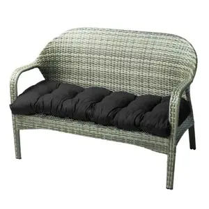도매 퀼트 파티오 벤치 안락 의자 긴 좌석 베개 부착 된 관계 정원 가구 아늑한 블랙 야외 소파 쿠션