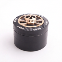 Futeng 63mm 4 Pièces Grinder en Métal Givré Arc-en-ciel en Zinc pour Tabac, Épices, Herbes, avec Motif Animal et Diamant, Portable pour Fumer