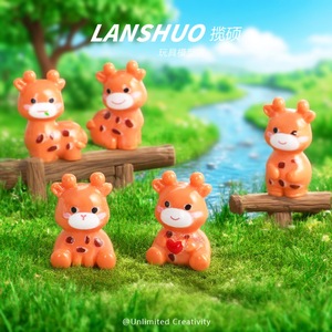 Lanshuo - Juego de Adornos de Resina de Ciervo de Dibujos Animados en Miniatura 3D para Manualidades, Adornos de Escritorio, Accesorios de Resina Epoxi Plástica - Product Image 1