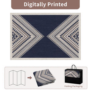 Tapis Bohème Pliable en Cachemire Ultrafin, Rectangulaire, Antidérapant, pour Chambre à Coucher, Moquette Mur-à-Mur, Motif Géométrique, Bleu Grammy - Product Image 5