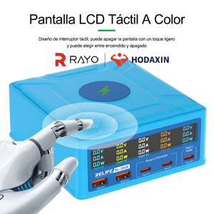 Chargeur GaN multi-ports RELIFE RL-304R 260W haute puissance avec écran tactile couleur <span class=keywords><strong>LCD</strong></span> et design de dissipation thermique sans fil QI 15W - Product Image 6