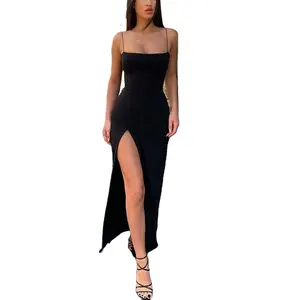 High Quality Women's Clothing Sexy Elegant Strap Midi Dress Bodycon Long Casual Dresses