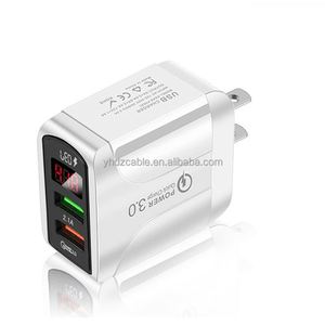 Dual <b>USB</b> Fast Charger with Digital Display Smart Travel Charger <b>Adapter</b> Compatible with US/EU/UK <b>Plugs</b> for Phones Tablets - Product Image 1