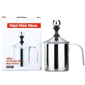 Ustensiles de cuisine en acier inoxydable mousseur manuel café <span class=keywords><strong>lait</strong></span> Blander <span class=keywords><strong>lait</strong></span> crémier pour cafetière avec couvercle à poignée résistant à la chaleur - Product Image 5