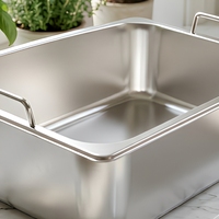 Langlebige Umweltfreundliche Edelstahl Rechteckige Eiscreme-Servierpfanne mit Kommerziellen Portionsdeckel-Griffen Lebensmittelbehälter GN-Pfanne