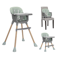 Chaise haute moderne 3 en 1 avec tuyaux en bois pour bébés, enfants, cuisine et hôpital pliables, avec design ergonomique.