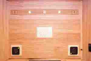 Salle de sauna infrarouge électrique en bois massif de pruche moderne avec contrôleur intelligent et <span class=keywords><strong>lampe</strong></span> de <span class=keywords><strong>luminothérapie</strong></span> rouge - Product Image 4