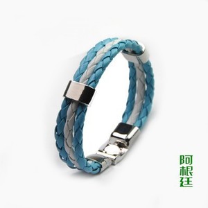 Style européen <span class=keywords><strong>et</strong></span> américain Nouveau pour Coupe du Monde Couleur Bracelet PU Cuir Tissé Bijoux de Couple avec Alliage Bracelets à la Mode - Product Image 4