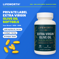 LIFEWORTH Huile d'olive extra vierge en gélules 2000mg Polyphénols Vitamine E D3 Complément pour la santé cardiaque 60 gélules OEM