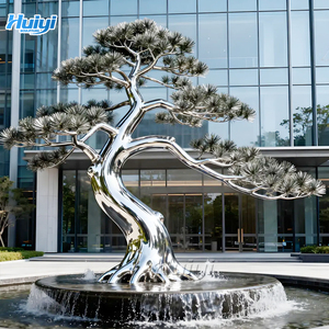 تمثال شجرة الصنوبر المخصص من الفولاذ المقاوم للصدأ، تمثال معدني مصقول كالمرآة لتزيين الحدائق الخارجية والفنادق والمناظر الطبيعية - Product Image 1