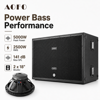 Caisson de basses actif double 18 pouces AOFO SUB-8006, 4 ohms, 5000W, avec contrôle DSP, système de basses haute puissance pour scène de concert