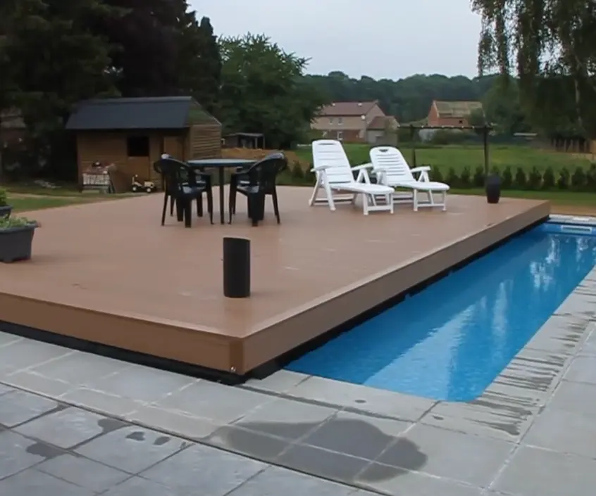 Rifornimento della fabbrica di plastica tavola di legno automatico deck copertura per piscina piscina copertura scorrevole deck