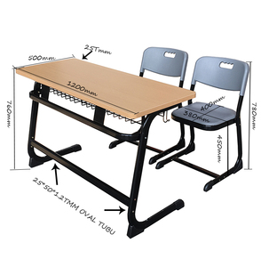 Cao Có Thể Điều Chỉnh Trường Đôi 2 Ghế Đồ Nội Thất Sinh Viên Bàn Bảng Kép Băng Ghế Và Bàn Và Ghế Kết Hợp - Product Image 3
