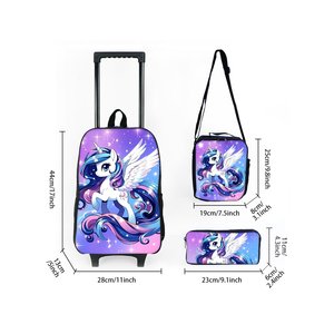 Juego de <span class=keywords><strong>Mochila</strong></span> <span class=keywords><strong>Escolar</strong></span> <span class=keywords><strong>con</strong></span> <span class=keywords><strong>Ruedas</strong></span> Unicornio, <span class=keywords><strong>con</strong></span> Lonchera y Estuche <span class=keywords><strong>con</strong></span> <span class=keywords><strong>Ruedas</strong></span>, para Niñas/Niños - Product Image 3