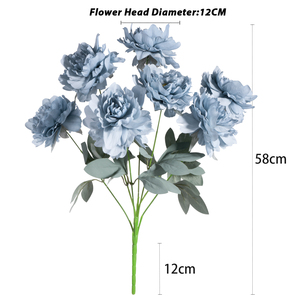 Vente en gros d'usine, bouquet de 7 pivoines en soie, fleurs artificielles, décoration de table de mariage - Product Image 5