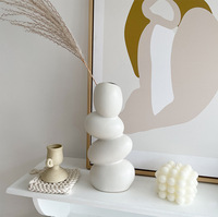 Vase en céramique émaillée simple, style nordique, pour arrangement floral, ornement, décoration de la maison, hôtel, vase en céramique blanche créatif