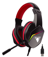Headset Gamer Over-Ear Berkabel USB 3.5mm dengan Indikator Baterai Digital, Prinsip Dinamis, Suara Berkualitas untuk PC, Ponsel, dan DJ