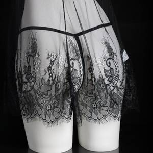Chemise de nuit sexy en dentelle à volants, ensemble de tentation transparent, vêtements de nuit pour femmes, sans manches, tissu polyester doux, 2 pièces - Product Image 3
