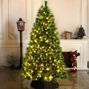 2024 Hot Sale Artificial Christmas Tree With 210cm Warm Lignts And Metal Stand