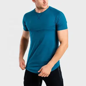 Erkek Anti-Shrink örme atletik t-shirt Ultra nefes Polyester pamuk Tee kas vücut geliştirme tshirt her gün giymek için