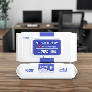 Lingettes humides antibactériennes non parfumées extra douces à 75 % d'alcool, fabriquées sur mesure par une usine OEM, 80 pièces par paquet, pour adultes, nettoyage ménager - Product Image 4