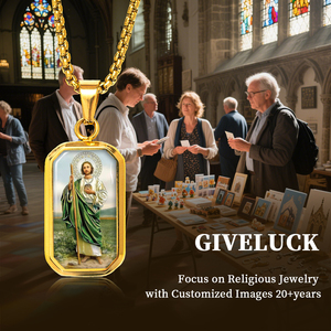 Giveluck Octagon hình chữ nhật thép không gỉ Mặt dây chuyền-Tùy chỉnh Saint Jude phía trước với logo khắc trở lại, tôn giáo huy chương nhà máy - Product Image 6