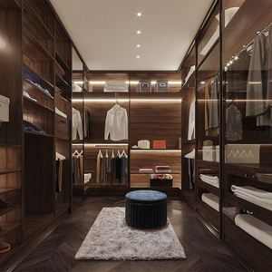 Fabricant de meubles de cuisine en Chine, style moderne, armoire en bois sur mesure pour chambre à coucher, rangement pour vêtements, porte en verre, dressing - Product Image 5