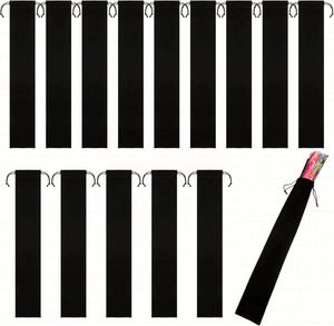 Bolsa Grande de Terciopelo con Cordón para Abanico, 14.57x2.76 Pulgadas, Ecológica, con Patrón Floral, Funda Protectora de Tela Negra, Regalo de Boda - Product Image 1