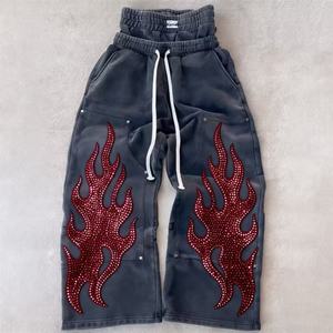 Pantalon de survêtement ample et droit pour homme, style streetwear, taille double, coupe large, personnalisé par le fabricant - Product Image 1