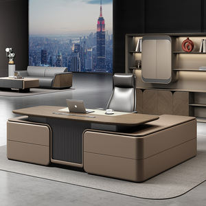 เก้าอี้และซีอีโอทาสีโต๊ะประธานสำนักงานไม้รูปตัว L หรูหราทันสมัยระดับไฮเอนด์ - Product Image 3