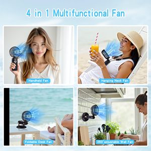 2400mAh 360 Rotation Hanging Neck Mini Fan LOGO Customization Cooling Foldable Portable USB Rechargeable Car RV <b>Battery</b> - Product Image 6