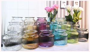 Mode Transparent rose violet bleu jaune vert rayure motif fleur <span class=keywords><strong>Vase</strong></span> taille différente <span class=keywords><strong>Vase</strong></span> pour la décoration de la maison - Product Image 3