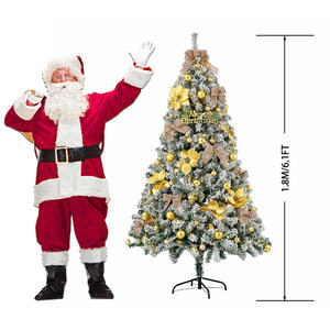 Sapin de Noël Artificiel Articulé de 180 cm, en Pin Floqué, avec Support Métallique Robuste, pour Intérieur et Extérieur, 6FT - Product Image 2