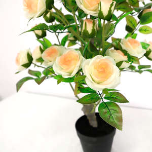 Plastic Champagne <b>Artificial</b> Rose <b>Tree</b>, Faux Floral <b>Tree</b> for Wedding Hotel Mall Decoration - Product Image 5